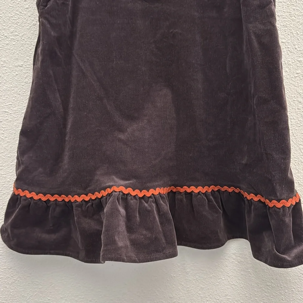 Gymboree Girls Embroidered Turkey Ruffle Corduroy Skirtall Brown Dress Size 8